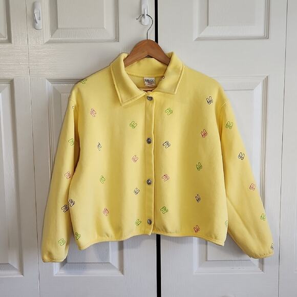 Vintage Can-Do Fashions Womens Yellow Flip Flop Sweatshirt Jacket Size XL Beach - Picture 1 of 11